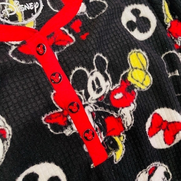 Disney Black Fleece Mickey & Minnie Mouse 2 Piece Pajama Lounge Sleepwear Set - Picture 4 of 9